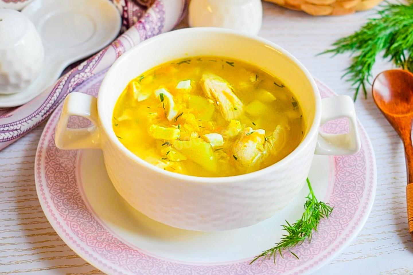 Обложка рецепта Суп с яйцом и курицей