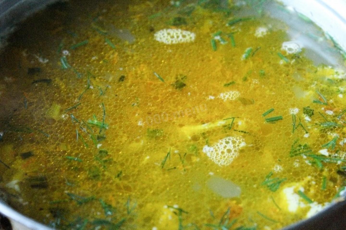 Шаг 12 приготовления Куриный суп с яйцом и вермишелью