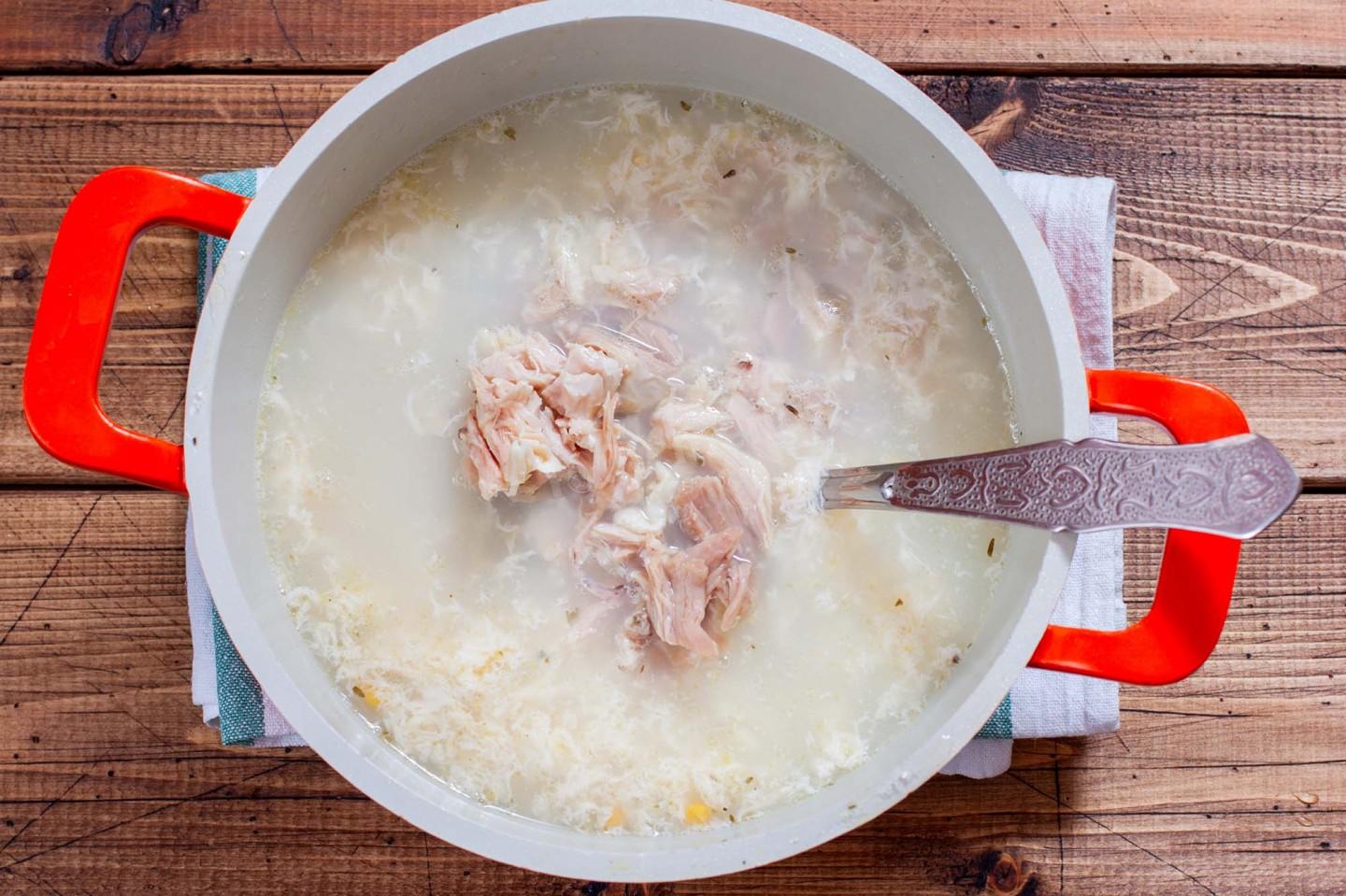 Шаг 6 приготовления Суп с кукурузой консервированной