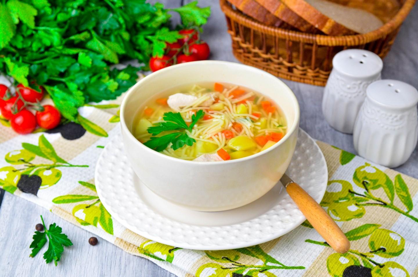Шаг 10 приготовления Суп из куриного филе с картошкой и вермишелью
