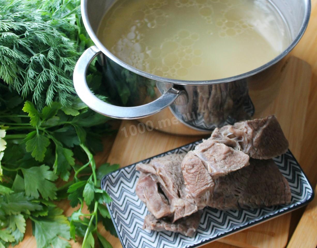 Шаг 7 приготовления Суп фасолевый с мясом