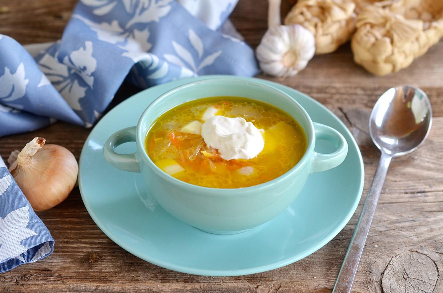 Шаг 14 приготовления Щи на курином бульоне из капусты