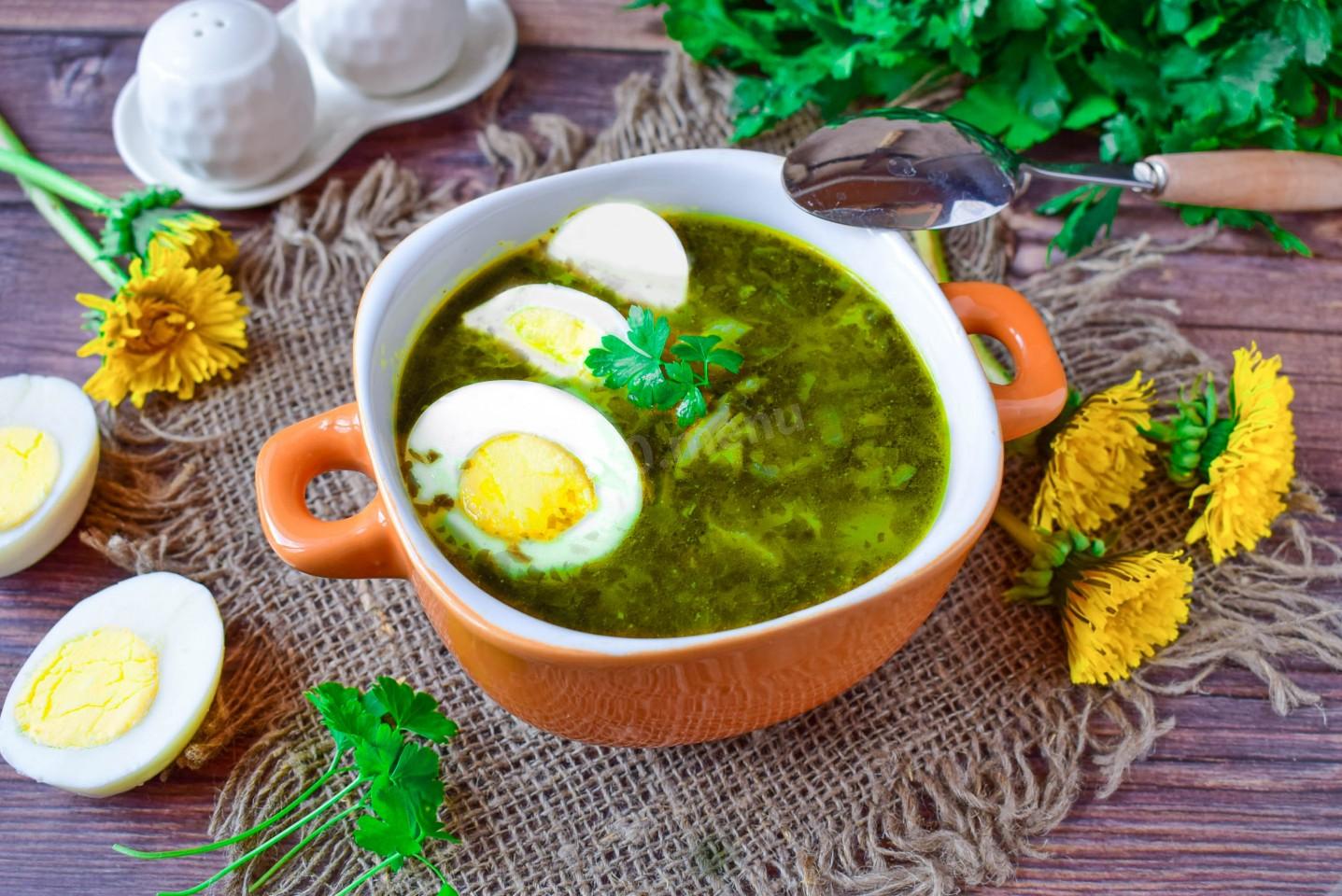 Обложка рецепта Щавелевый суп с мясом и яйцом