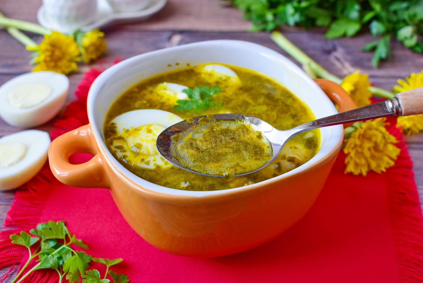 Шаг 8 приготовления Щавелевый суп с мясом и яйцом