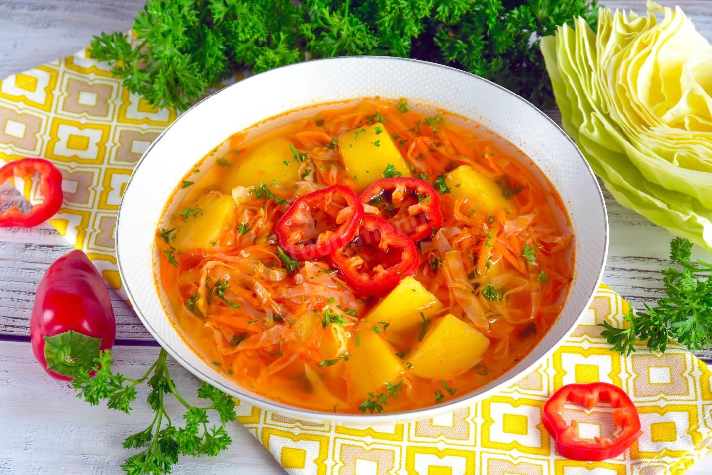 Обложка рецепта Щи из капусты без мяса