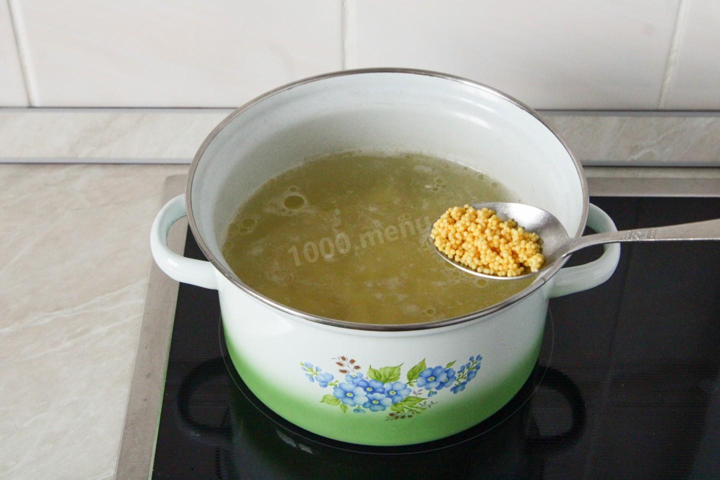 Шаг 13 приготовления Пшенный суп с курицей