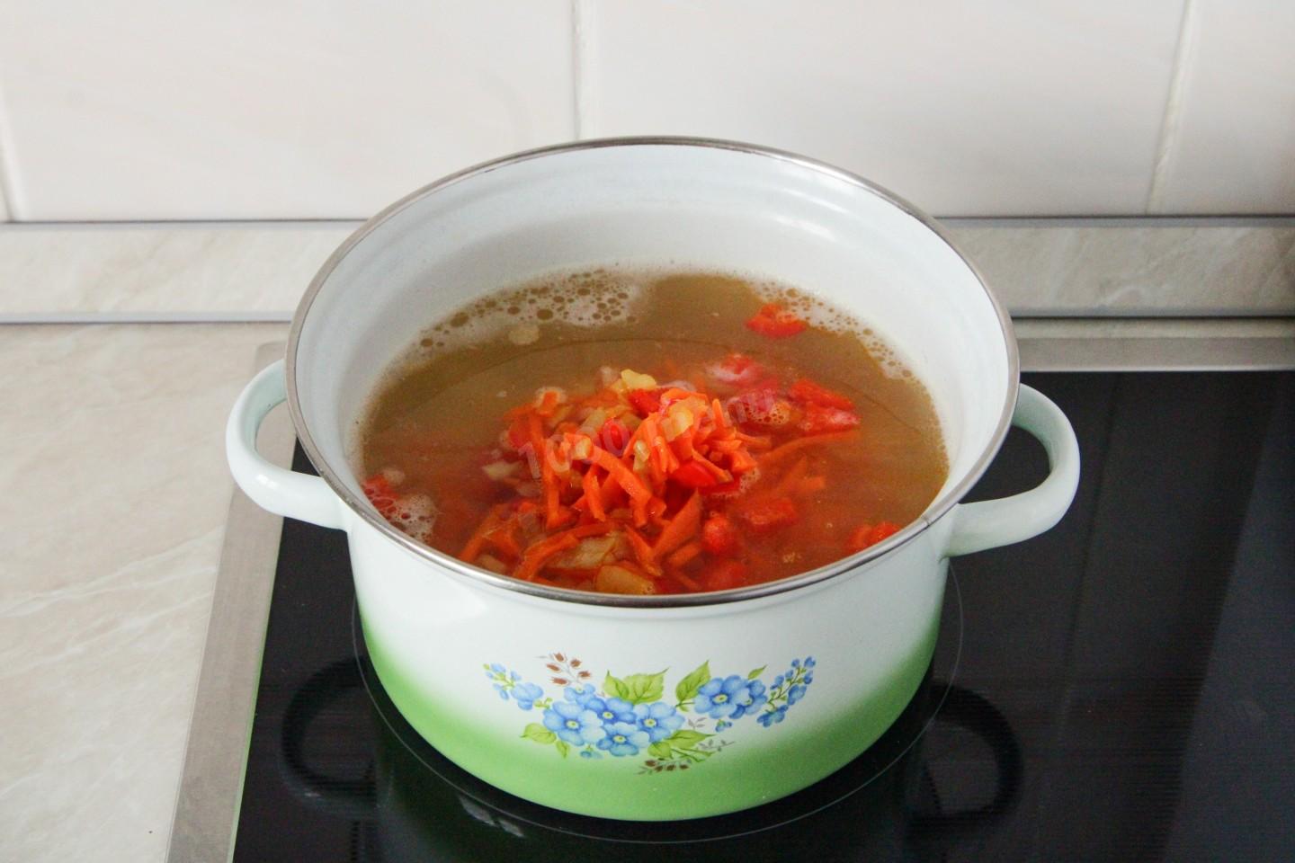 Шаг 14 приготовления Пшенный суп с курицей