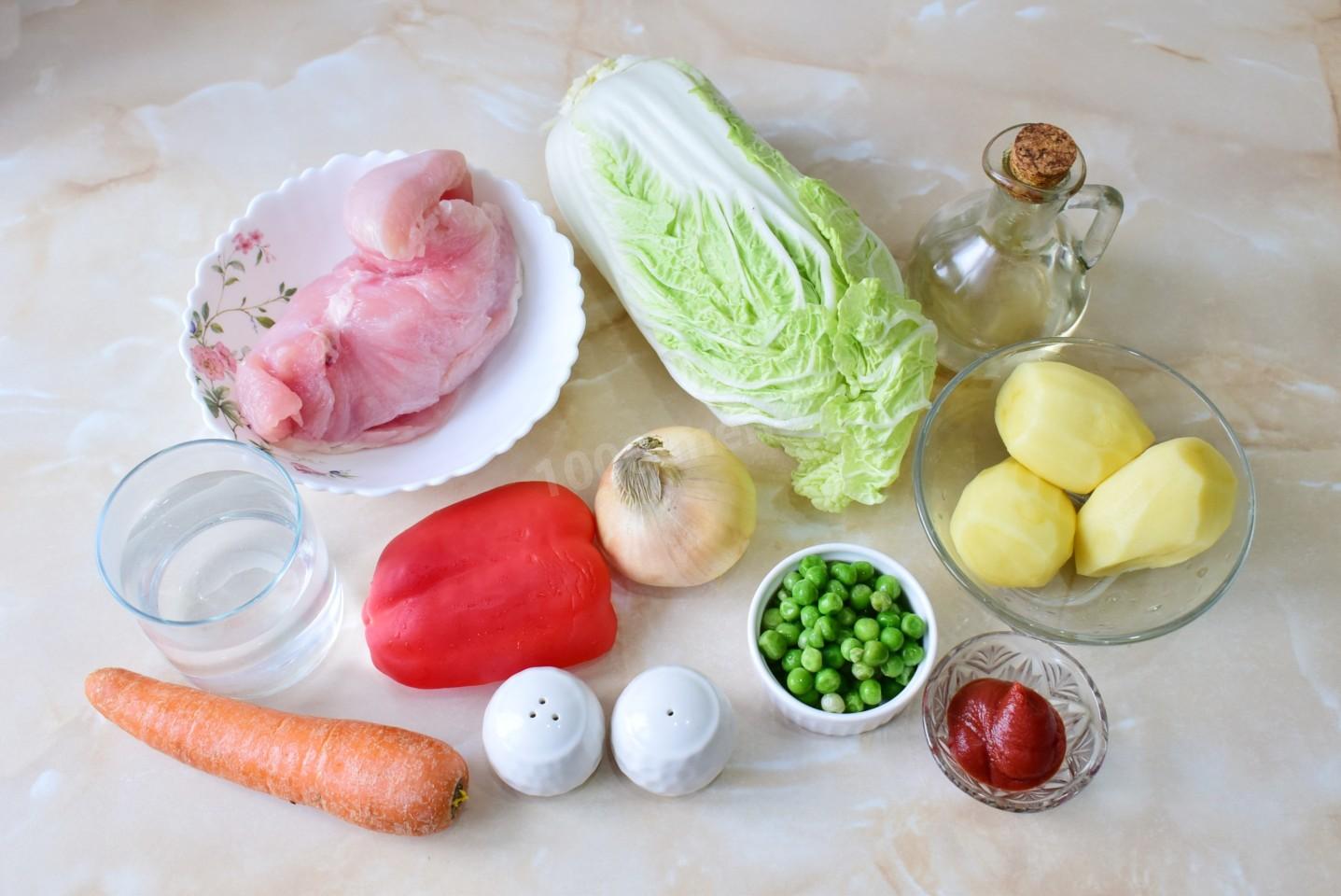 Шаг 1 приготовления Суп с пекинской капустой и курицей