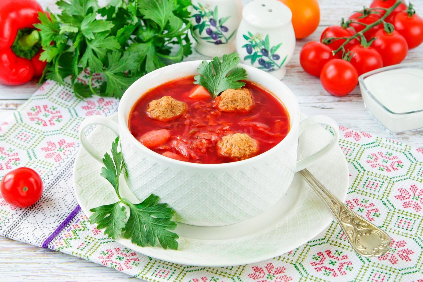 Шаг 19 приготовления Борщ с фрикадельками