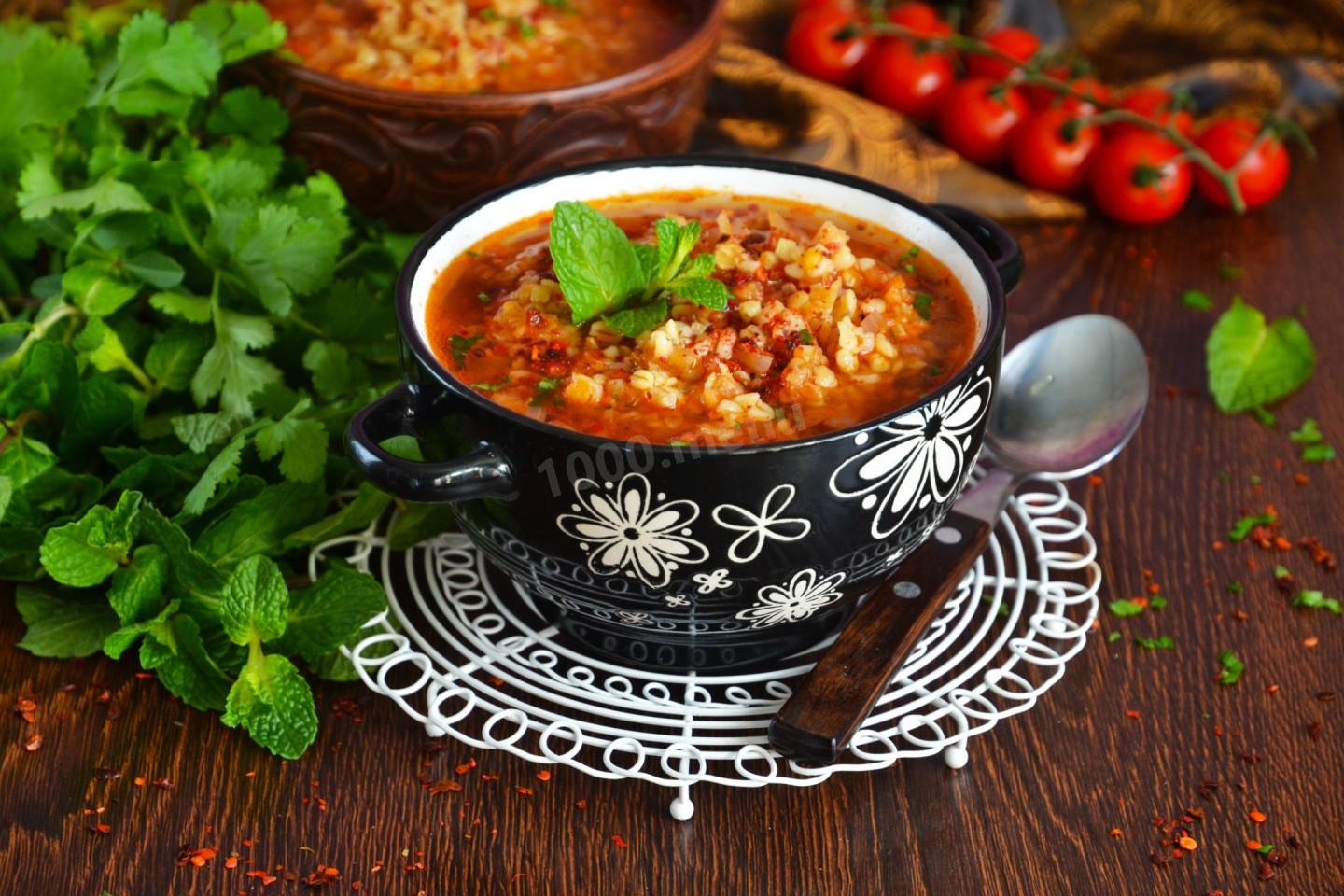 Шаг 10 приготовления Турецкий суп с булгуром и красной чечевицей