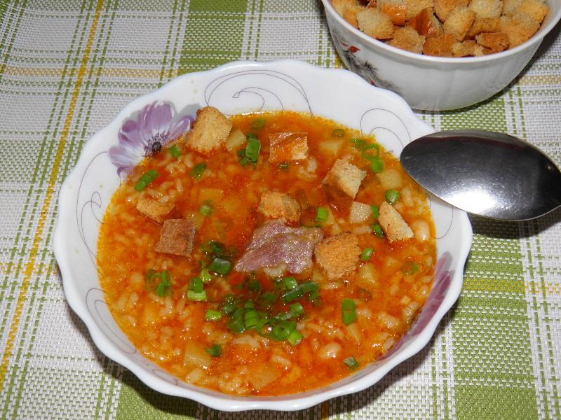 Шаг 8 приготовления Суп с рисом и фасолью в мультиварке