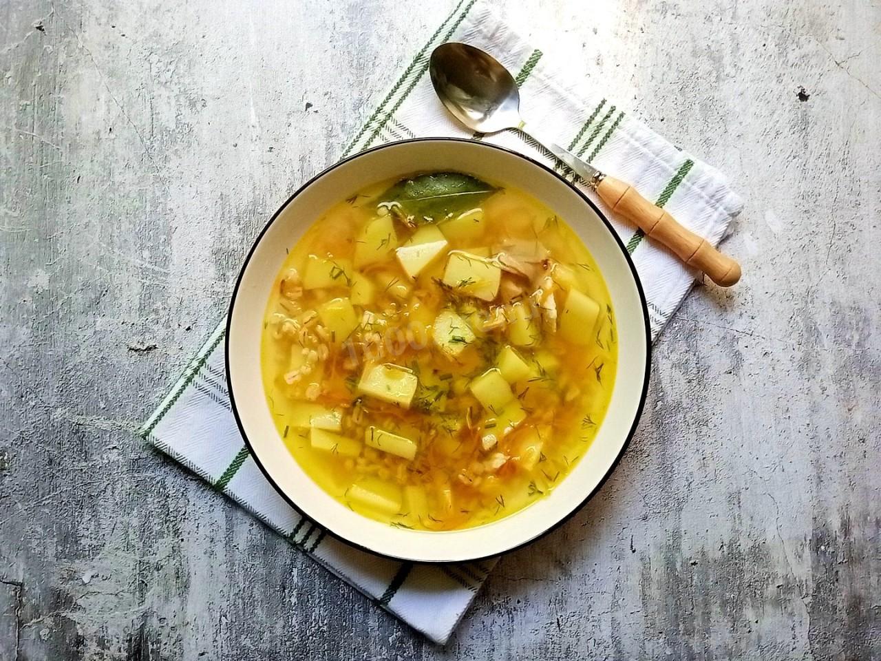 Шаг 12 приготовления Куриный суп с перловкой