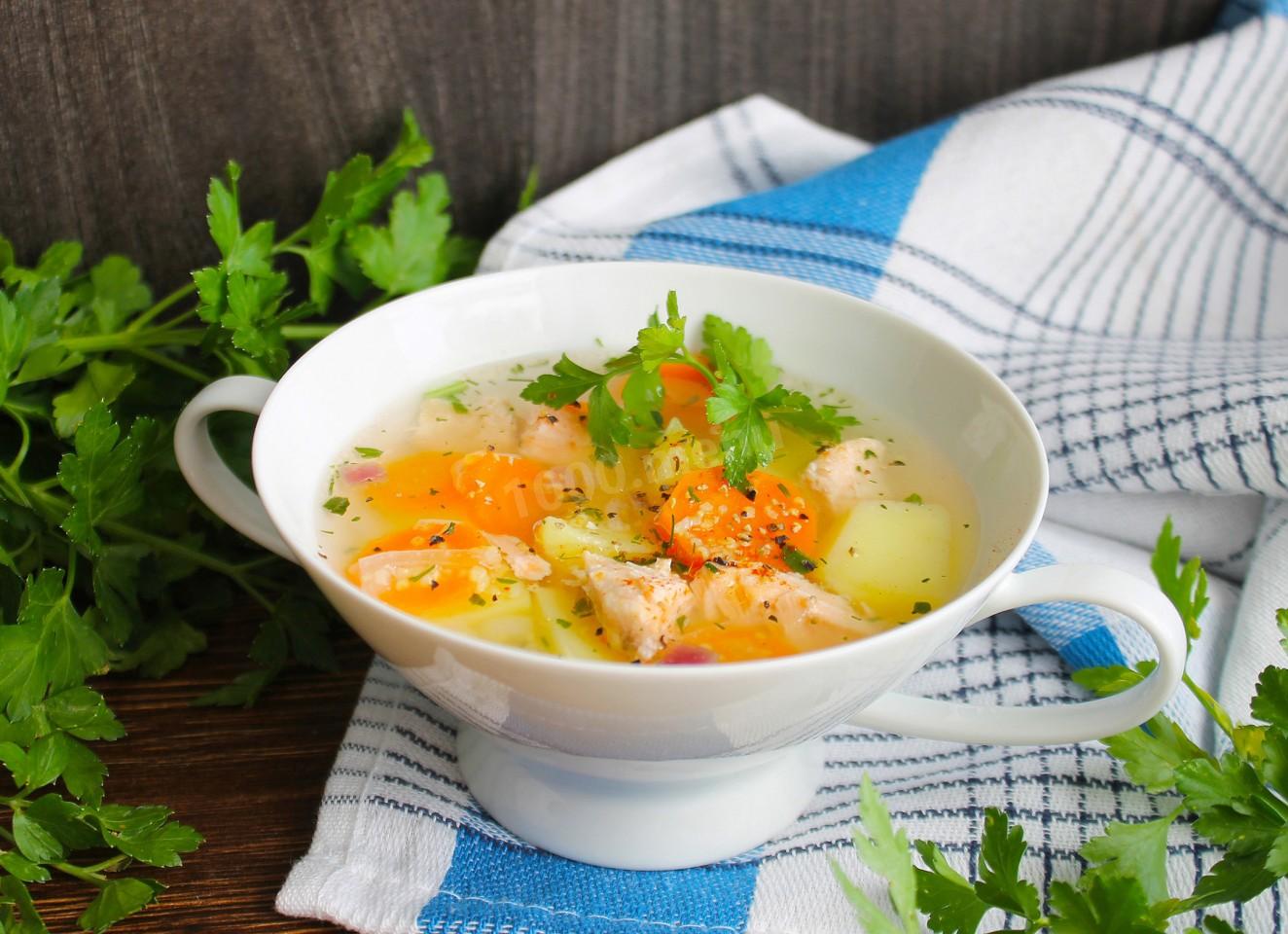 Обложка рецепта Рыбный суп из головы лосося с кукурузной крупой