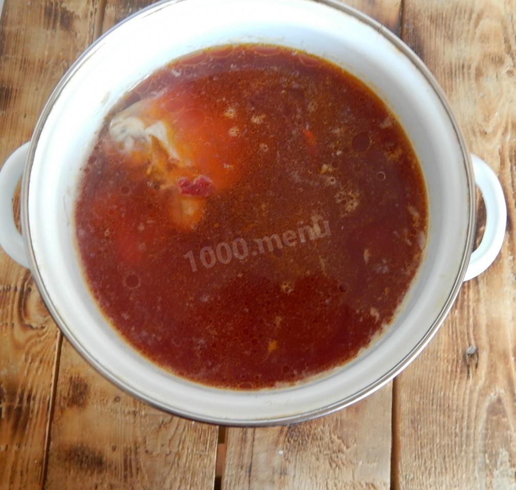 Шаг 9 приготовления Борщ с курицей с пампушками и чесноком