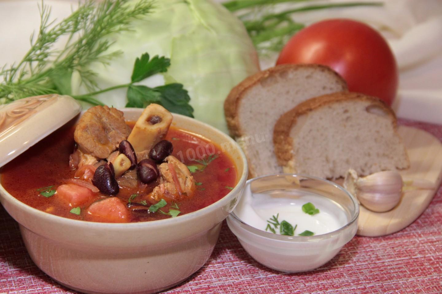 Обложка рецепта Борщ с фасолью и курицей