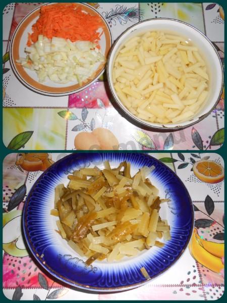 Шаг 4 приготовления Рассольник с рисом и языком