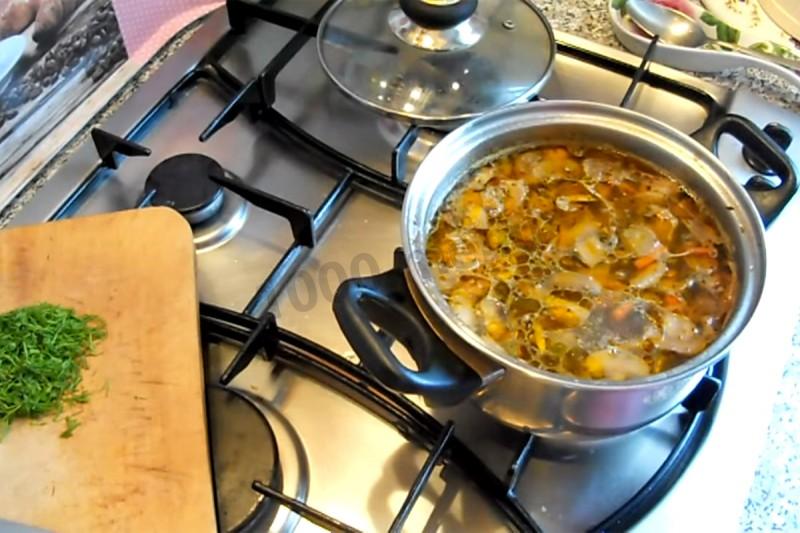 Шаг 12 приготовления Грибовница с шампиньонами