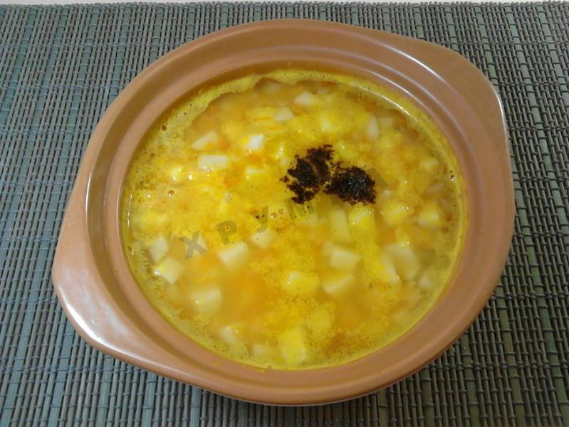Шаг 7 приготовления Суп пюре гороховый с курицей