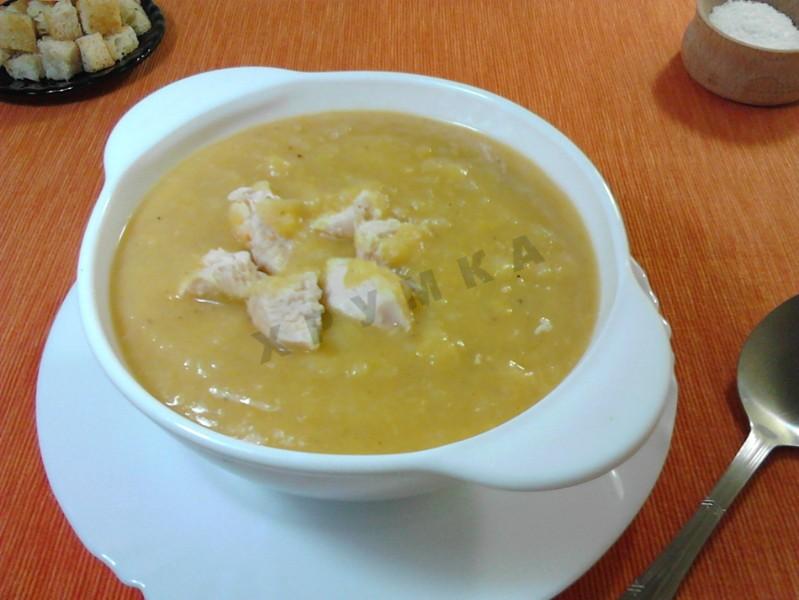 Обложка рецепта Суп пюре гороховый с курицей