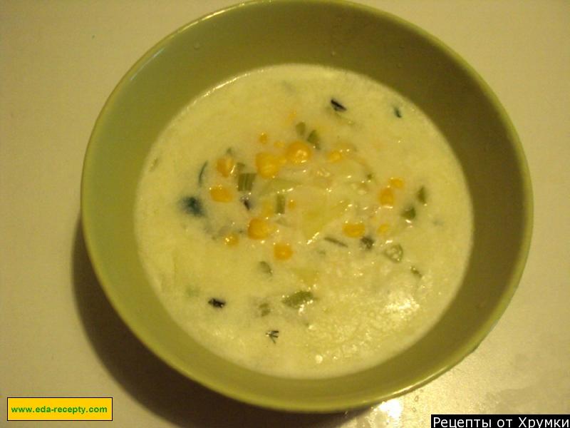 Обложка рецепта Сливочный суп с кукурузой и картошкой без мяса