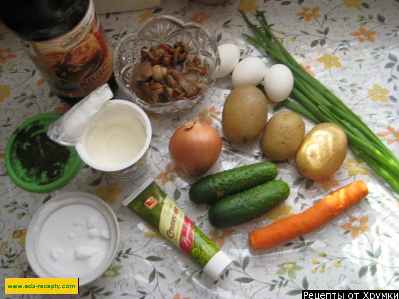 Шаг 1 приготовления Окрошка грибная Лесовик