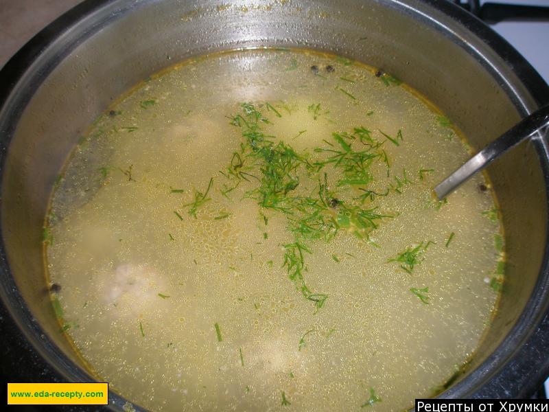 Шаг 8 приготовления Суп с фрикадельками луком картофелем
