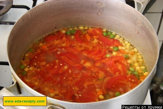 Шаг 6 приготовления Суп Минестроне с овощами, зеленью и сливочным маслом