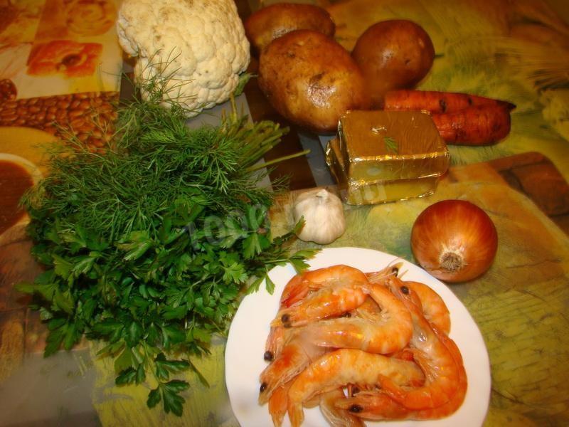Шаг 1 приготовления Суп пюре с брокколи креветками и сыром