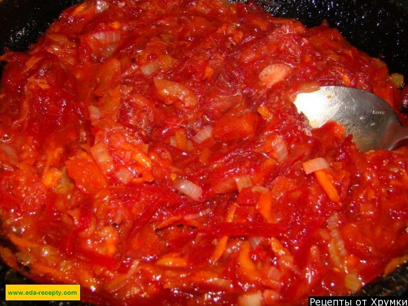 Шаг 10 приготовления Черниговский борщ с фасолью и кабачками