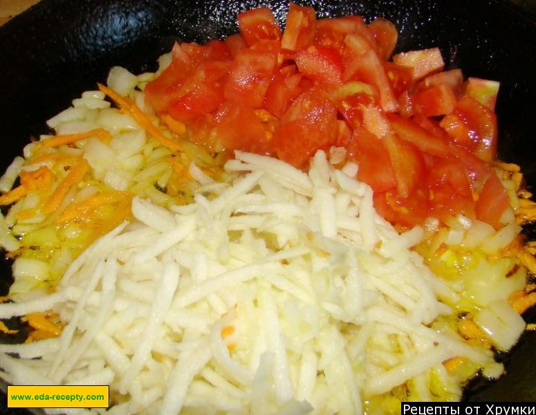 Шаг 6 приготовления Черниговский борщ с фасолью и кабачками