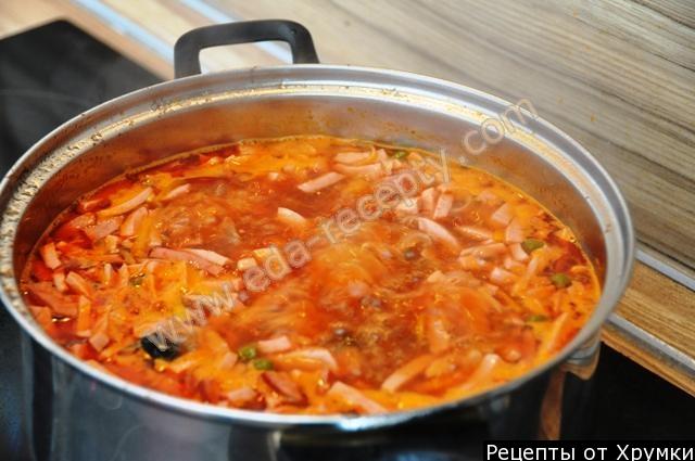 Шаг 9 приготовления Солянка сборная мясная