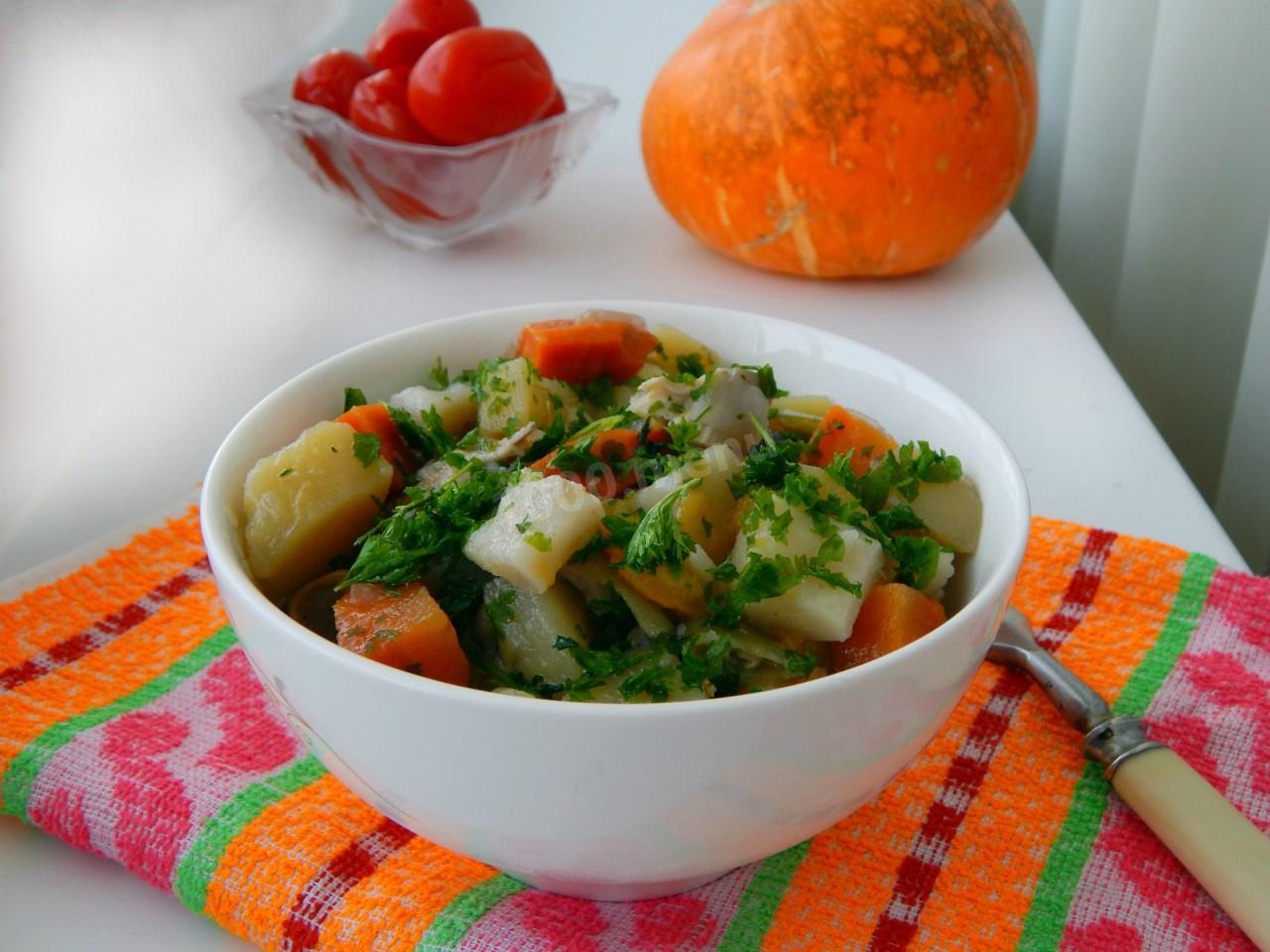 Обложка рецепта Соте из курицы с овощами