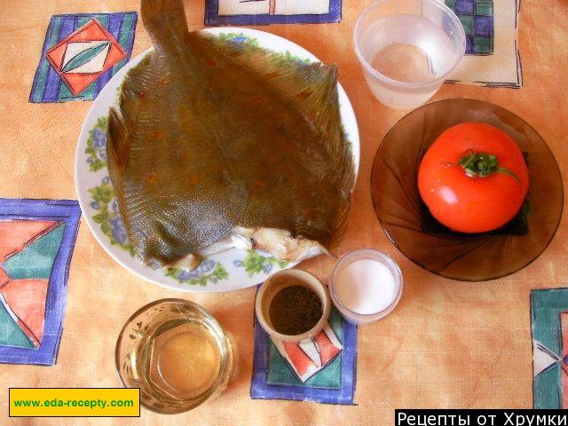 Шаг 1 приготовления Рыба камбала запеченная с помидорами в духовке