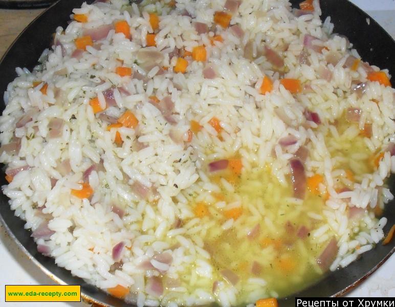 Шаг 4 приготовления Ризотто с шампиньонами и сыром