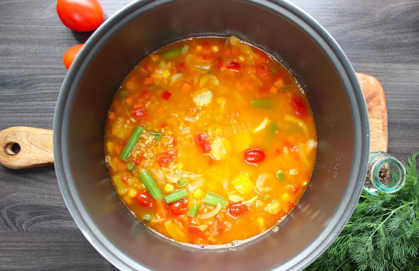 Шаг 7 приготовления Булгур с овощами в мультиварке