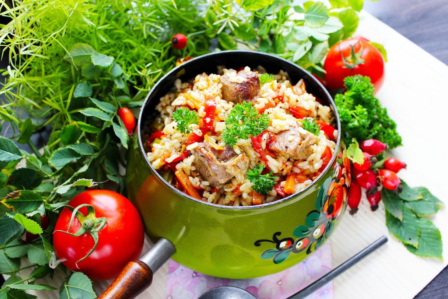 Шаг 14 приготовления Индейка с рисом на сковороде