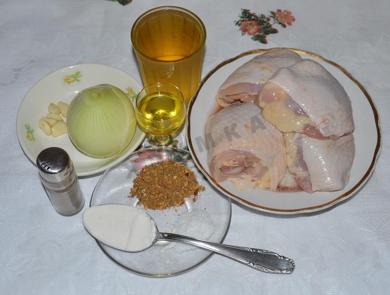 Шаг 1 приготовления Курица в вине