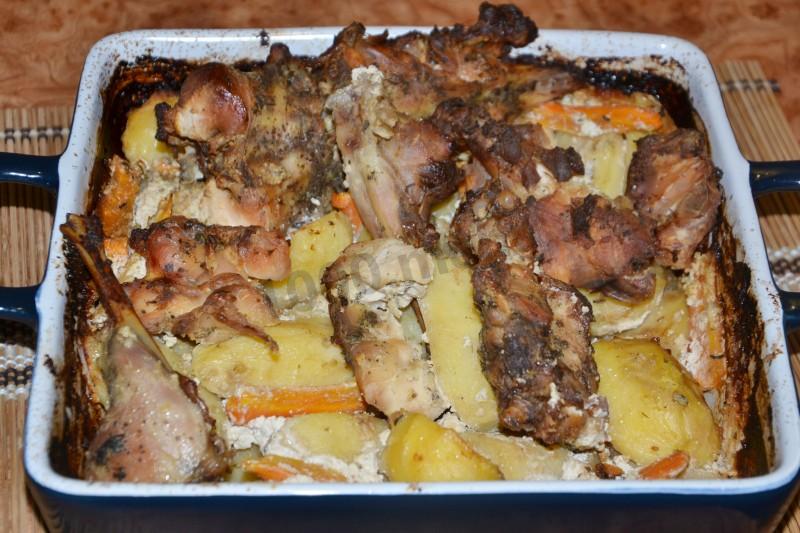 Шаг 10 приготовления Кролик с овощами в духовке запеченный
