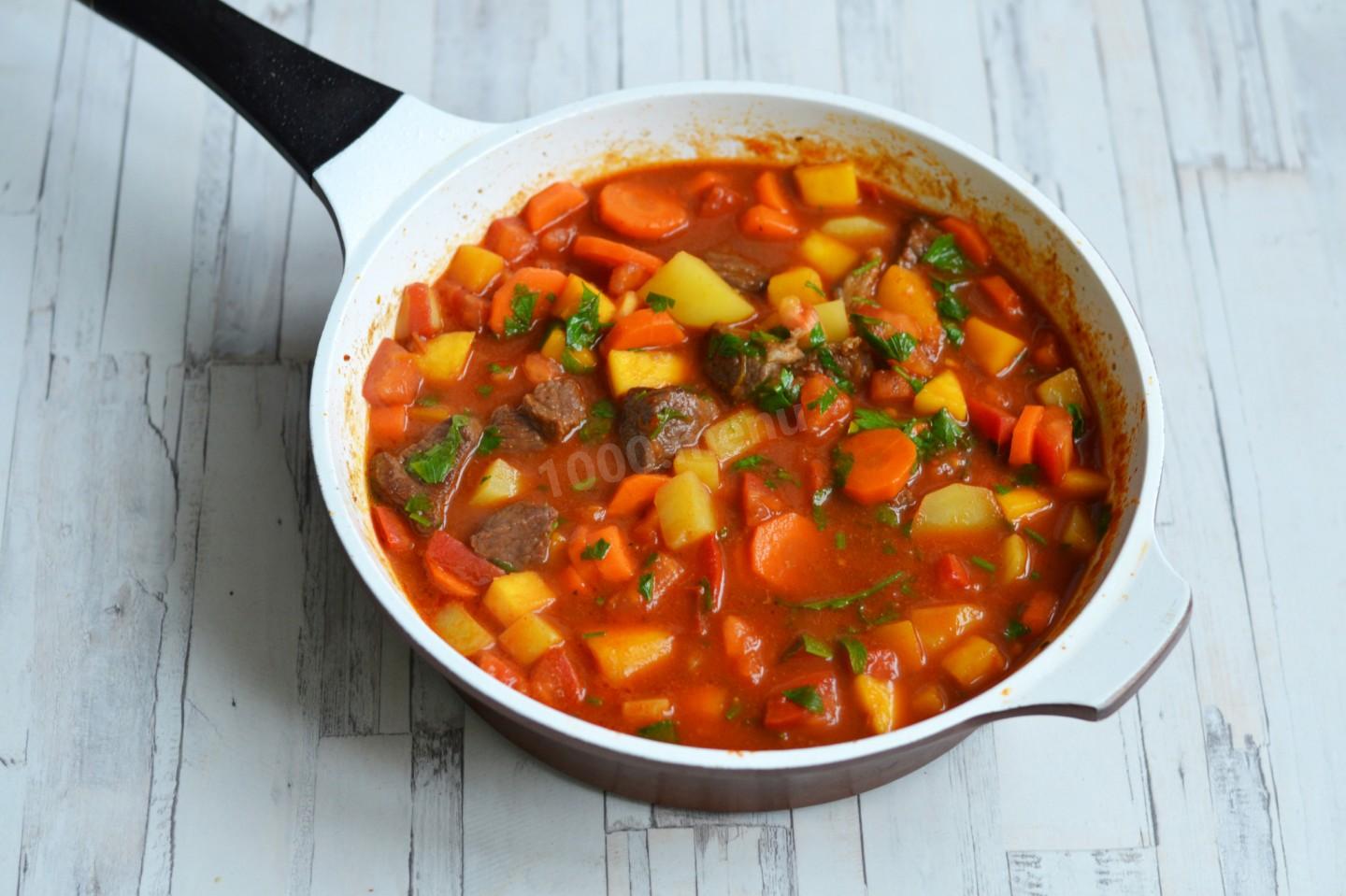 Шаг 15 приготовления Жаркое в тыкве в духовке с мясом