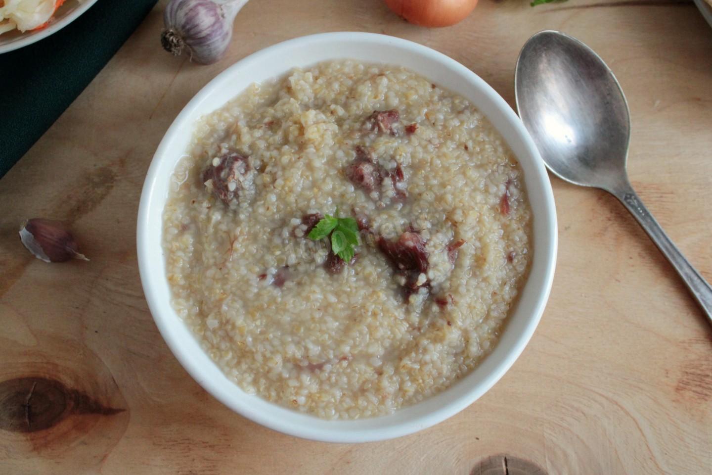Обложка рецепта Пшеничная каша с мясом