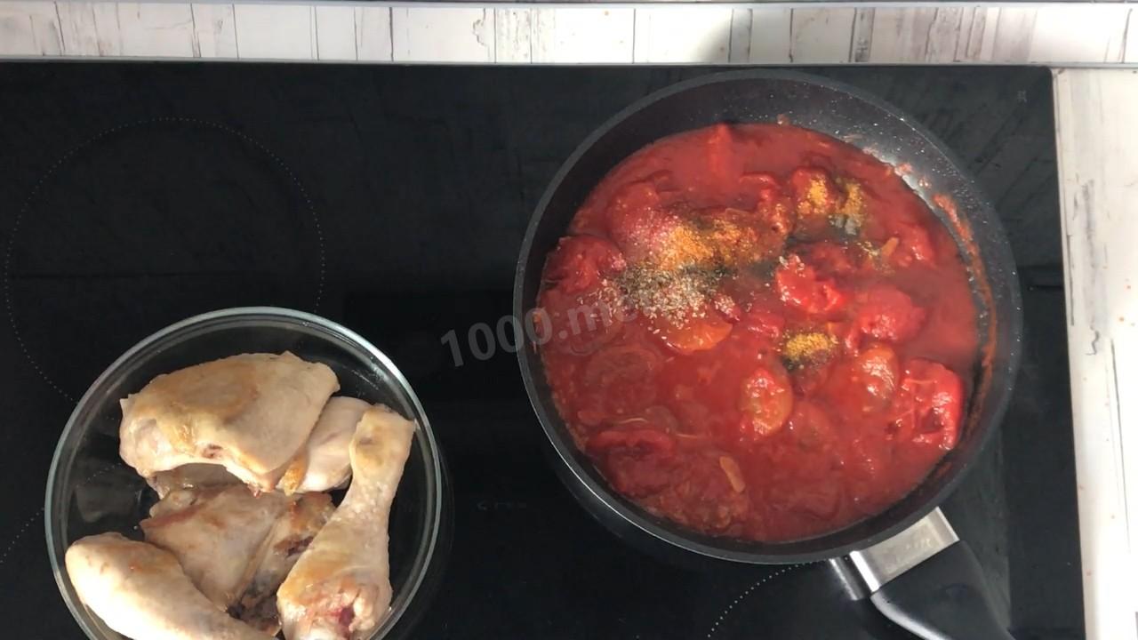 Шаг 8 приготовления Курица с курагой и карри
