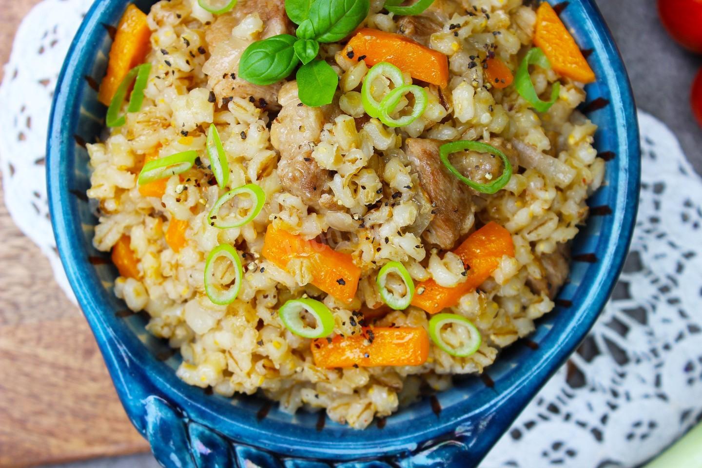 Шаг 9 приготовления Перловая каша с мясом в мультиварке
