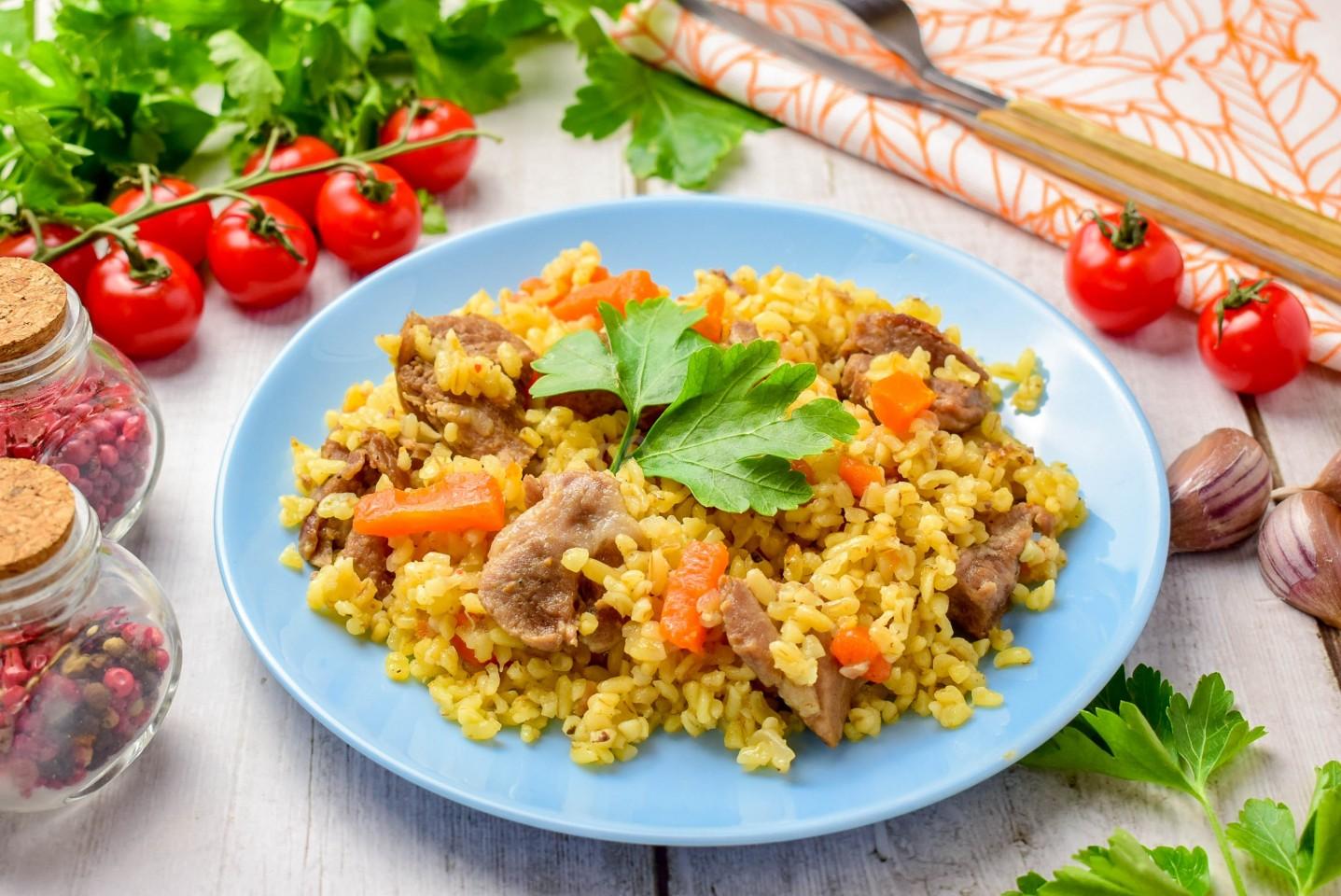 Обложка рецепта Булгур с мясом в мультиварке