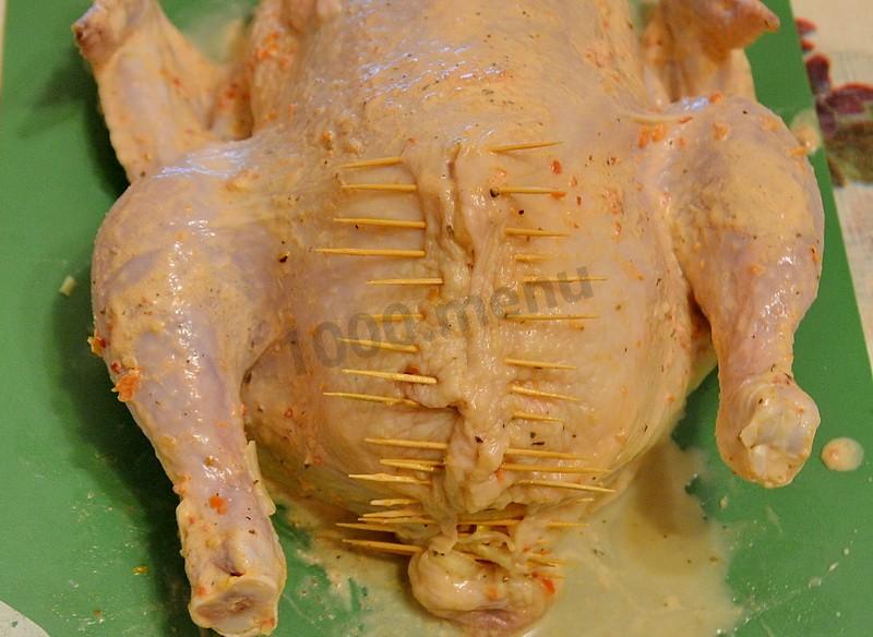 Шаг 7 приготовления Курица фаршированная картошкой в духовке в рукаве