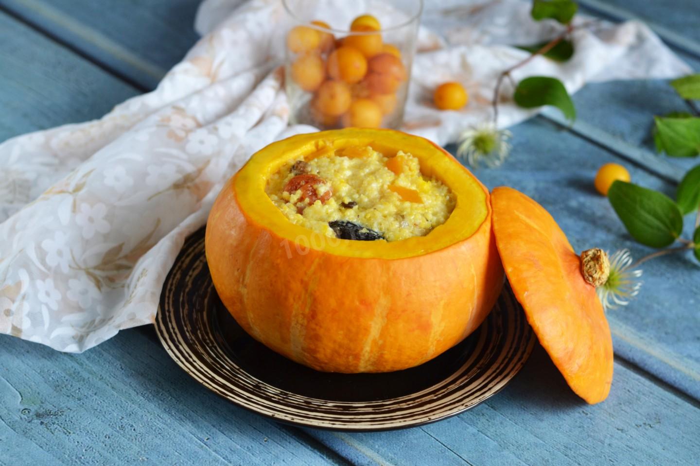 Шаг 14 приготовления Кукурузная каша в тыкве