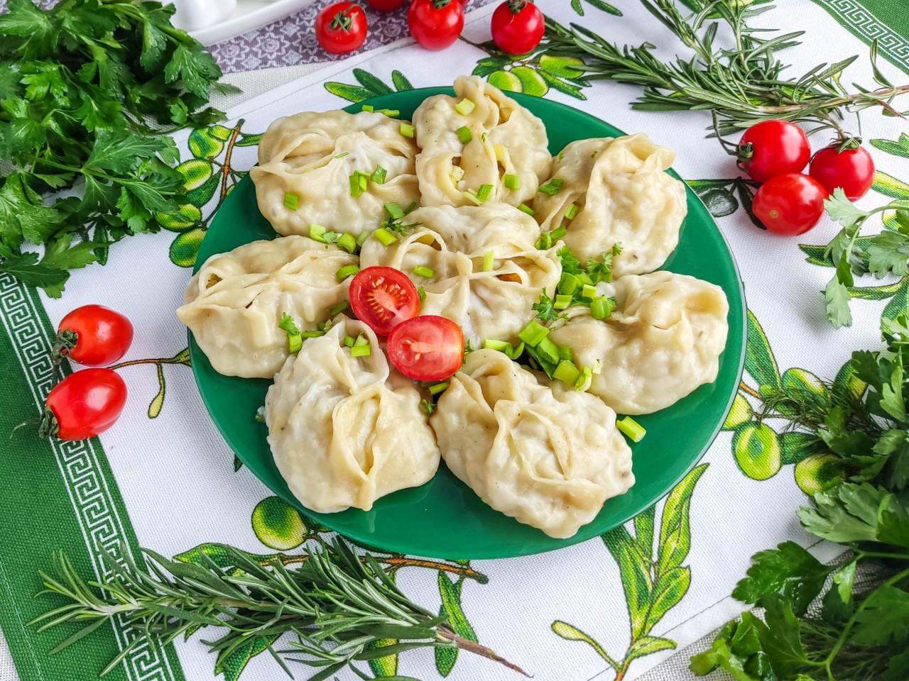Шаг 11 приготовления Постные манты с картошкой и тыквой