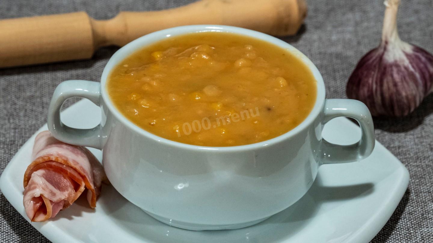 Шаг 19 приготовления Гороховая каша с сырокопченым беконом и луком
