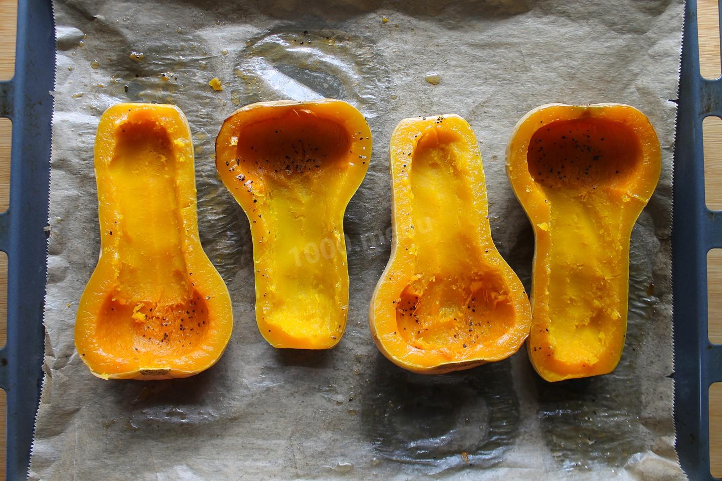 Шаг 9 приготовления Мускатная тыква фаршированная пикантной курицей и рисом