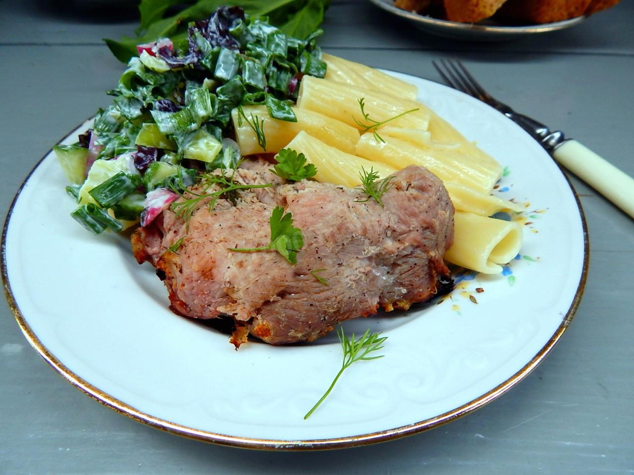 Шаг 12 приготовления Мясо с гарниром