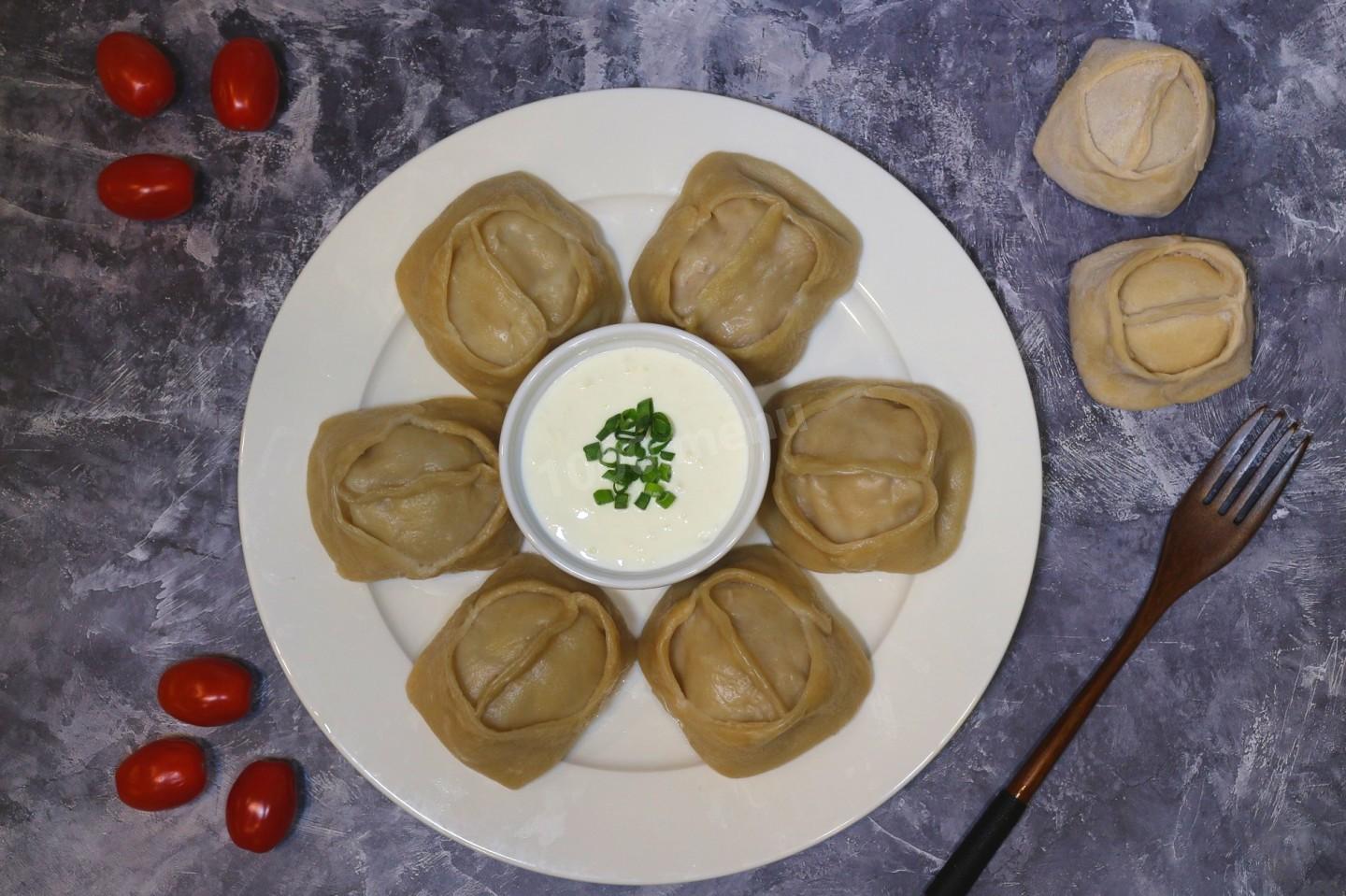 Обложка рецепта Манты с мясом и курдючным жиром